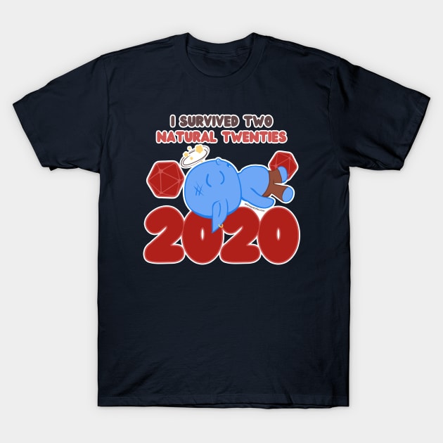 I Survived TWO Natural 20's // D20 // Goblin // 2020 T-Shirt by whimsyworks